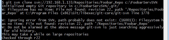 Ignoring error from SVN, path probably does not exist: (160013)